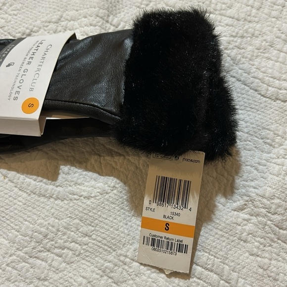 Charter Club Faux Leather Gloves Small. NWT - Picture 3 of 6